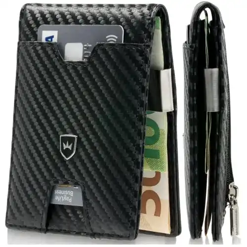 Mini-Geldbörse Kronenschein Slim Wallet mit Münzfach und RFID-Schutz