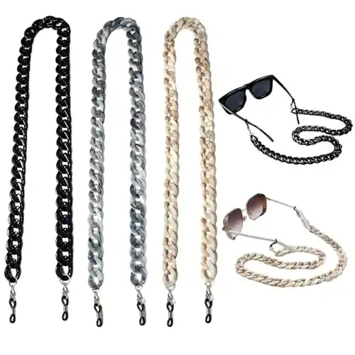 Brillenkette Hazrcvr Acryl Set mit 3 Ketten für Brillen und Sonnenbrillen