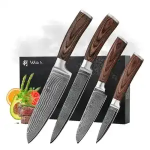 Damastmesser Wakoli EDIB 4er-Set mit Klingenlängen von 8 bis 18 cm