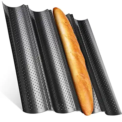 Baguette-Backblech Feelino aus Carbonstahl, 4er Backform