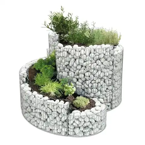 Kräuterspirale Bellissa Gabionen verzinkt 200x150x80 cm für Garten und Terrasse