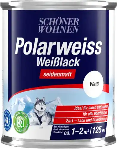 Weißlack von Schöner Wohnen 125ml Polarweiss seidenmatt