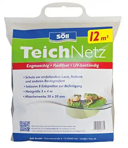 Teichnetz Söll 18833, grün – 3 x 4 m mit 8 Erdspießen