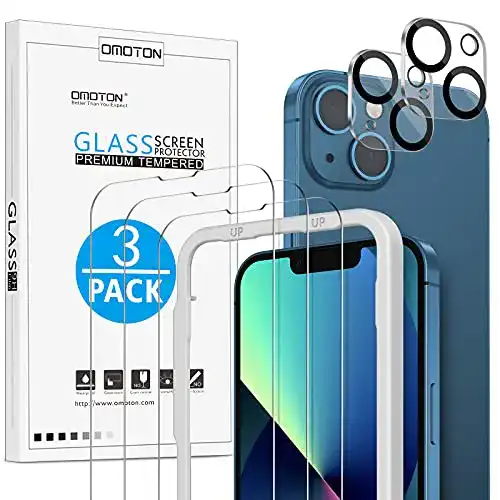 Panzerglas für iPhone 13 von OMOTON – Schutzfolie mit Installationshilfe