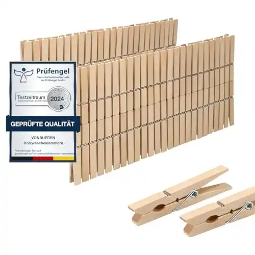 Wäscheklammern aus Holz von VonBueren 100 Stück