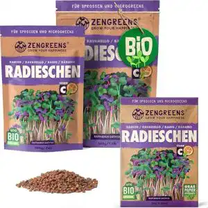 Bio Saatgut ZenGreens Radieschen Sprossen Samen in verschiedenen Größen