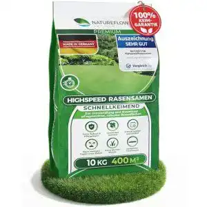 Rasensamen von Natureflow schnellkeimend 10 kg für dichten Rasen