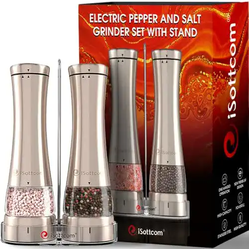 Elektrische Salz- und Pfeffermühle iSottcom – Edelstahl Set