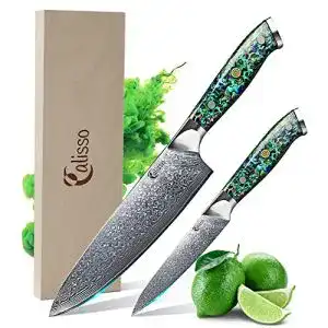 Calisso Starter Set 2-teiliges Damaststahl Küchenmesser