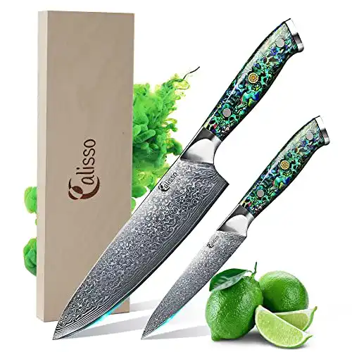 Calisso Starter Set 2-teiliges Damaststahl Küchenmesser