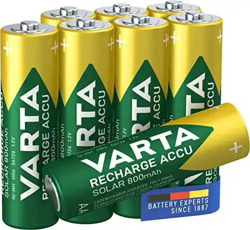 Akkus für Solarleuchten Varta AA, wiederaufladbar, 8 Stück