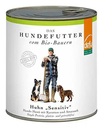 Bio Nassfutter für Hunde defu Huntter, 6 x 820 g, Bio Huhn Sensitiv