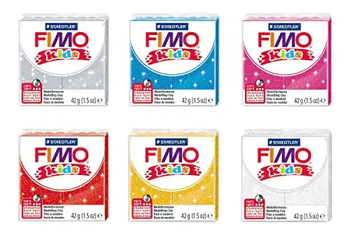 Fimo Kids Glitter Modelliermasse von Staedtler – 6 Blöcke à 42 g