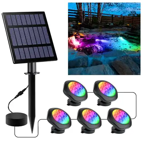 Teichbeleuchtung NATPOW Solar RGB Unterwasserlicht für Garten und Pool