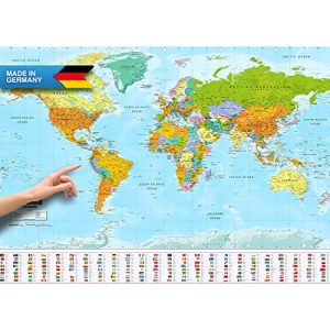 Weltkarte XXL Poster mit Fahnen und Flaggen in 140×100 cm