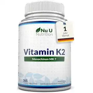 Vitamin K2 MK7 200µg von Nu U Nutrition – 365 vegane Tabletten