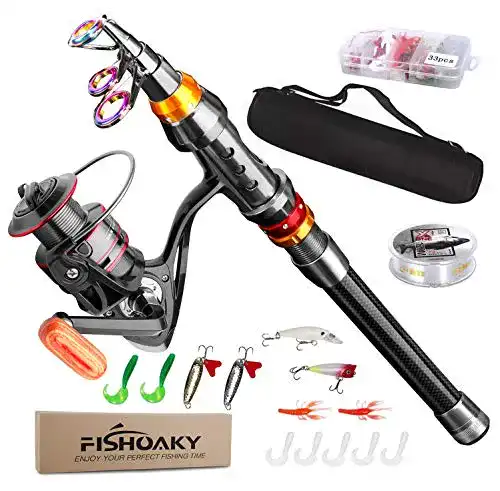 Angel FISHOAKY Teleskoprute 1,8m Angelrute für Salzwasser und Süßwasser