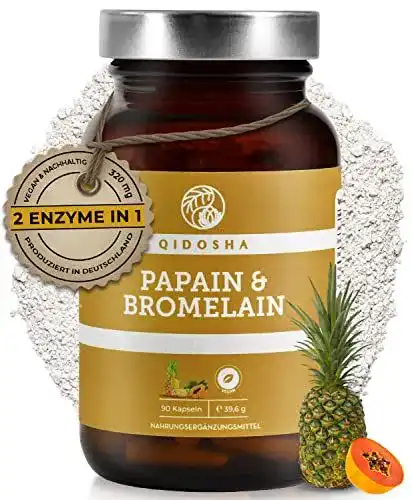 Papain QIDOSHA Bromelain Kapseln 90 Stück – Enzyme aus Papaya und Ananas