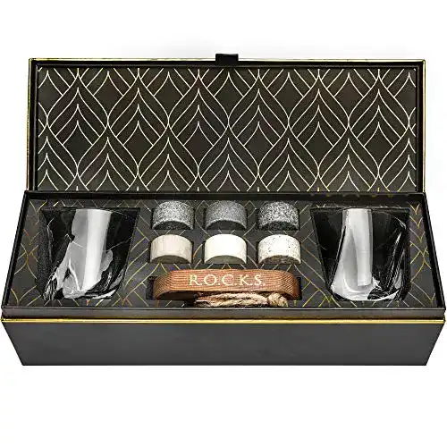 Granit-Eiswürfel für Whiskey – Kühlsteine und Gläser Set