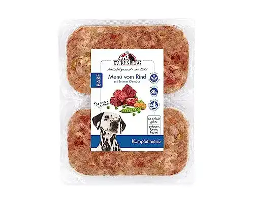 Barf-Hundefutter Tackenberg Menü mit Rindfleisch und Gemüse