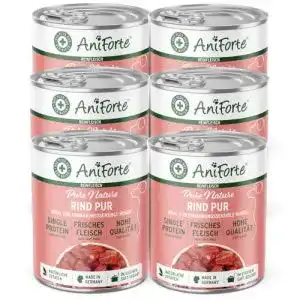 AniForte Hundefutter Nass Rind Pur 6 x 400g – Getreidefrei und Hochwertig