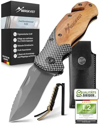 Taschenmesser Bergkvist K20 Klappmesser mit Holzgriff und Titanium