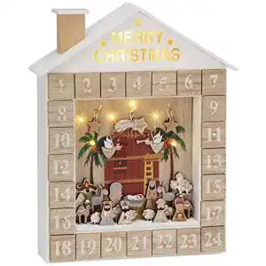 Adventskalender aus Holz zum Befüllen mit LED-Beleuchtung