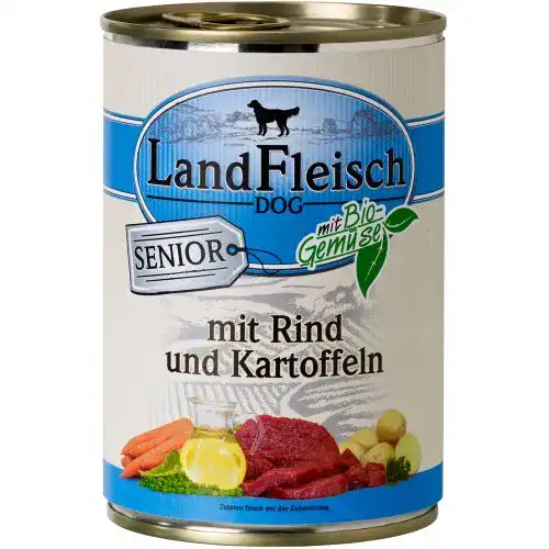 Landfleisch Hundefutter für Senioren mit Rind und Kartoffeln