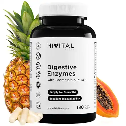 Bromelain von Hivital Foods – 180 vegane Kapseln mit Verdauungsenzymen