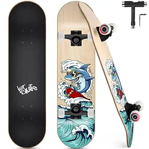 Skateboard Funxim Komplettboard 31 x 8 Zoll mit Doppel-Kick
