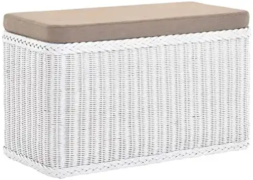 Wäschetruhe aus Rattan mit gepolstertem Deckel und Stauraum