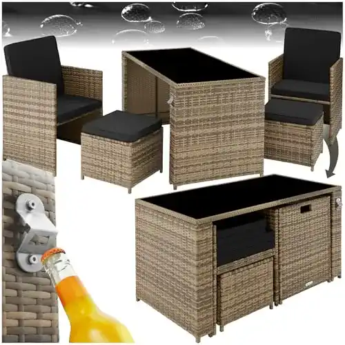 Rattan Gartenmöbel Sitzgruppe von tectake, 5-teiliges Set