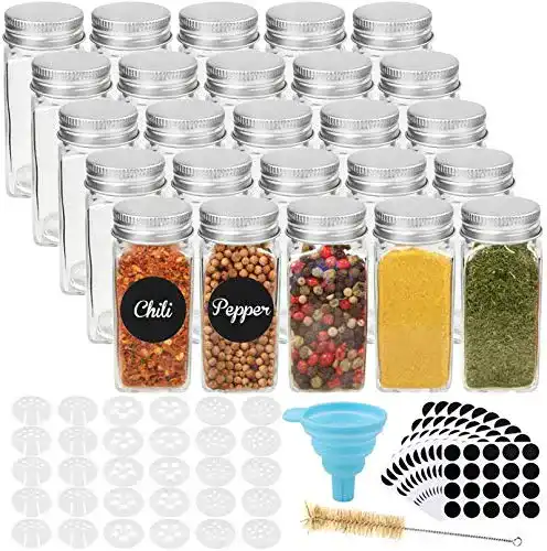 CDWERD Gewürzgläser Set mit 25 eckigen 120ml Behältern