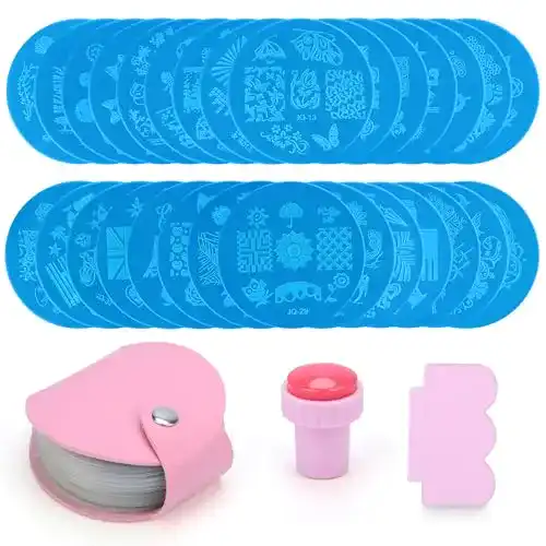 Nageldesign-Set Kurtzy mit 30 Stempelschablonen für kreative Maniküre