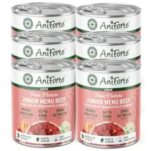 AniForte Hundefutter Nass Junior Rind 6 x 400g für Welpen