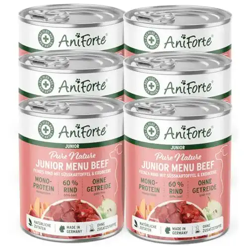 AniForte Hundefutter Nass Junior Rind 6 x 400g für Welpen
