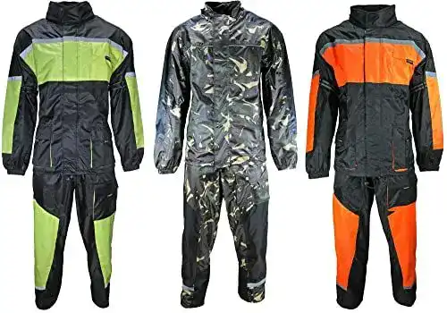 Motorrad-Regenkombi Heyberry in Schwarz und Neonorange, Größe 3XL