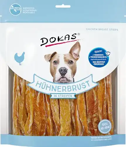 Dokas Dog Hühnerbrust in Streifen 5 x 500 g – Ergänzungsfuttermittel für Hunde