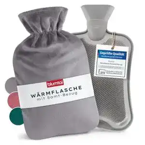 Blumtal Wärmflasche mit Vliesbezug und 1,5 Litern Fassungsvermögen