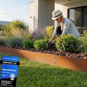 Rasenkante aus Cortenstahl von Green Spark zur Garten- und Beetgestaltung