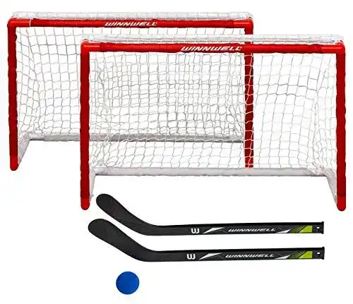 Hockeytor Winnwell Doppel-Mini-Hockey-Set für Indoor und Outdoor