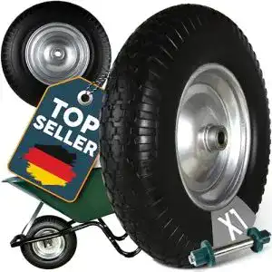 Vollgummi Schubkarrenrad Frosal PU 400 mm Pannensicher inklusive Achse