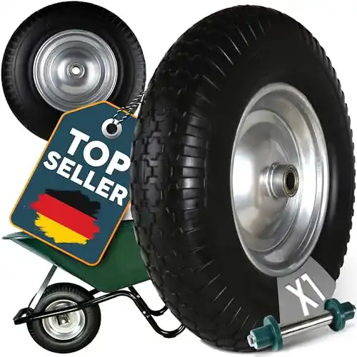 Vollgummi Schubkarrenrad Frosal PU 400 mm Pannensicher inklusive Achse