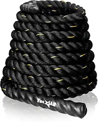 Schweres Springseil Yes4All Battle Rope mit 3.8/5.1 cm Durchmesser aus Poly Dacron