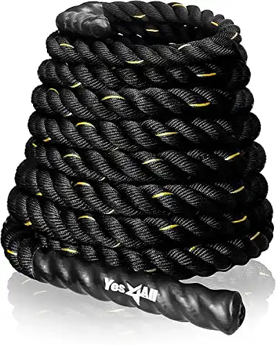 Schweres Springseil Yes4All Battle Rope mit 3.8/5.1 cm Durchmesser aus Poly Dacron