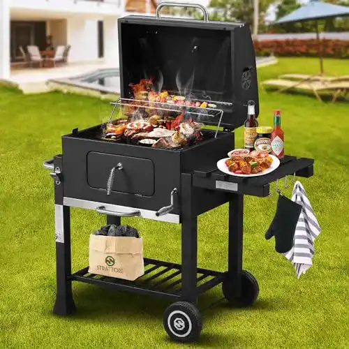Holzkohlegrill Strattore XL BBQ Grillwagen mit verstellbarem Grillrost