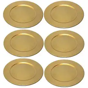 Platzteller TAMLED 6 x used look Dekoteller Ø 33 cm gold