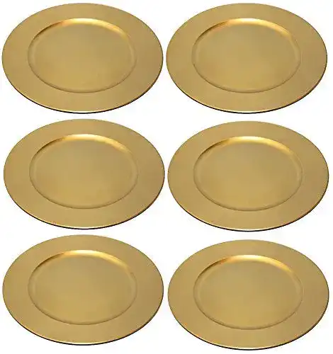 Platzteller TAMLED 6 x used look Dekoteller Ø 33 cm gold