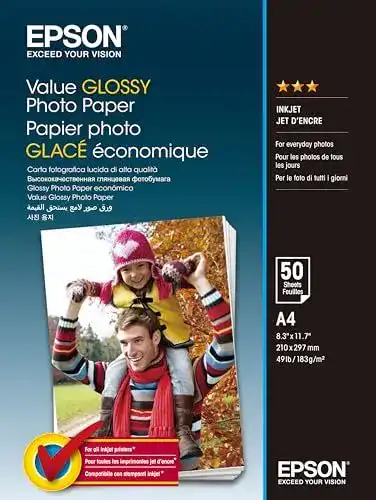 Epson C13S400036 Fotopapier A4, 50 Blatt für hochwertige Drucke