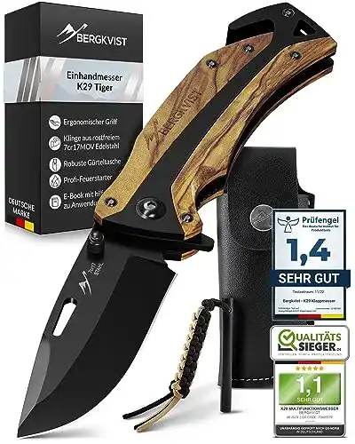 Bergkvist K29 Klappmesser Tiger – Einhandmesser für Outdoor und Survival